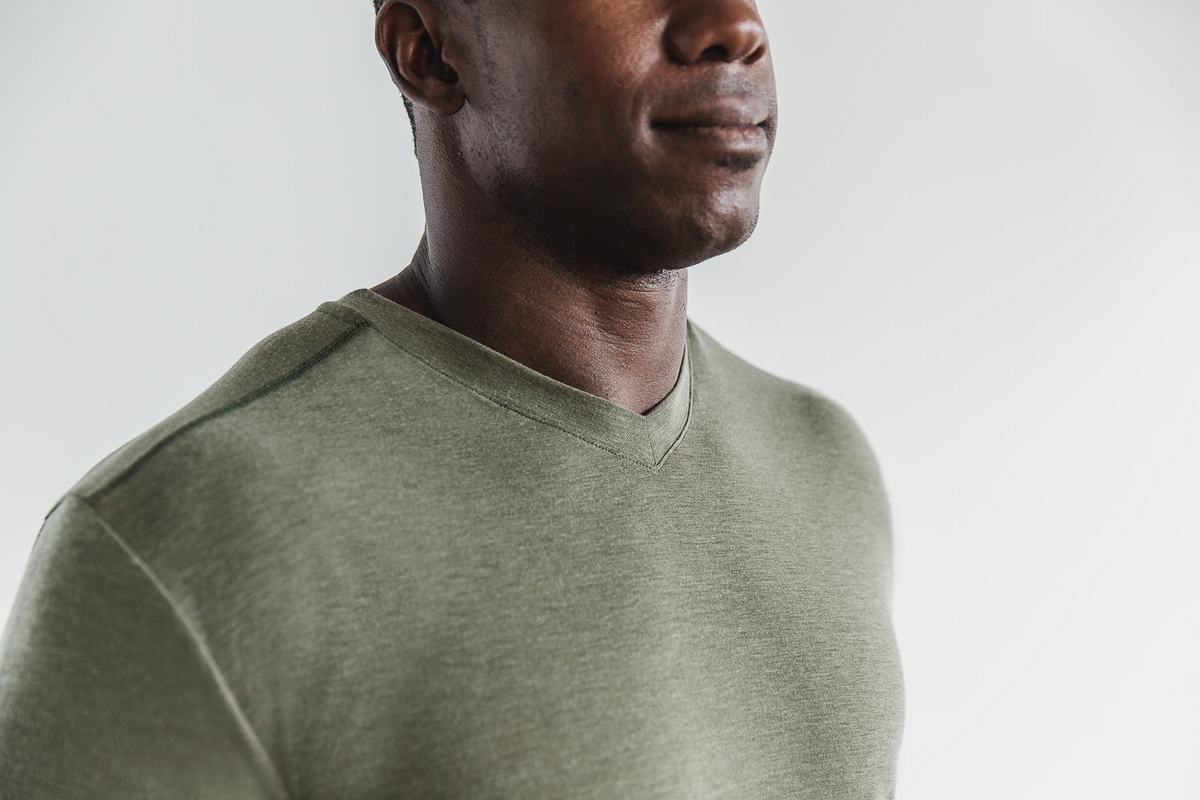 Nobull V-Neck Men's T Shirts Green | Australia (EB5490)